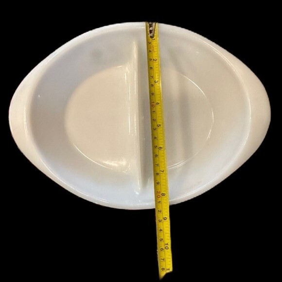 Vintage Glasbake Divide Bakeware Casserole Dish White&Green‎ Flower Pattern - Picture 12 of 13